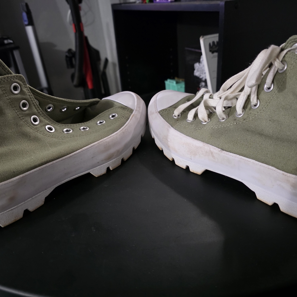 Olive Green High-Top Platform Sneakers - Picture 4 of 5